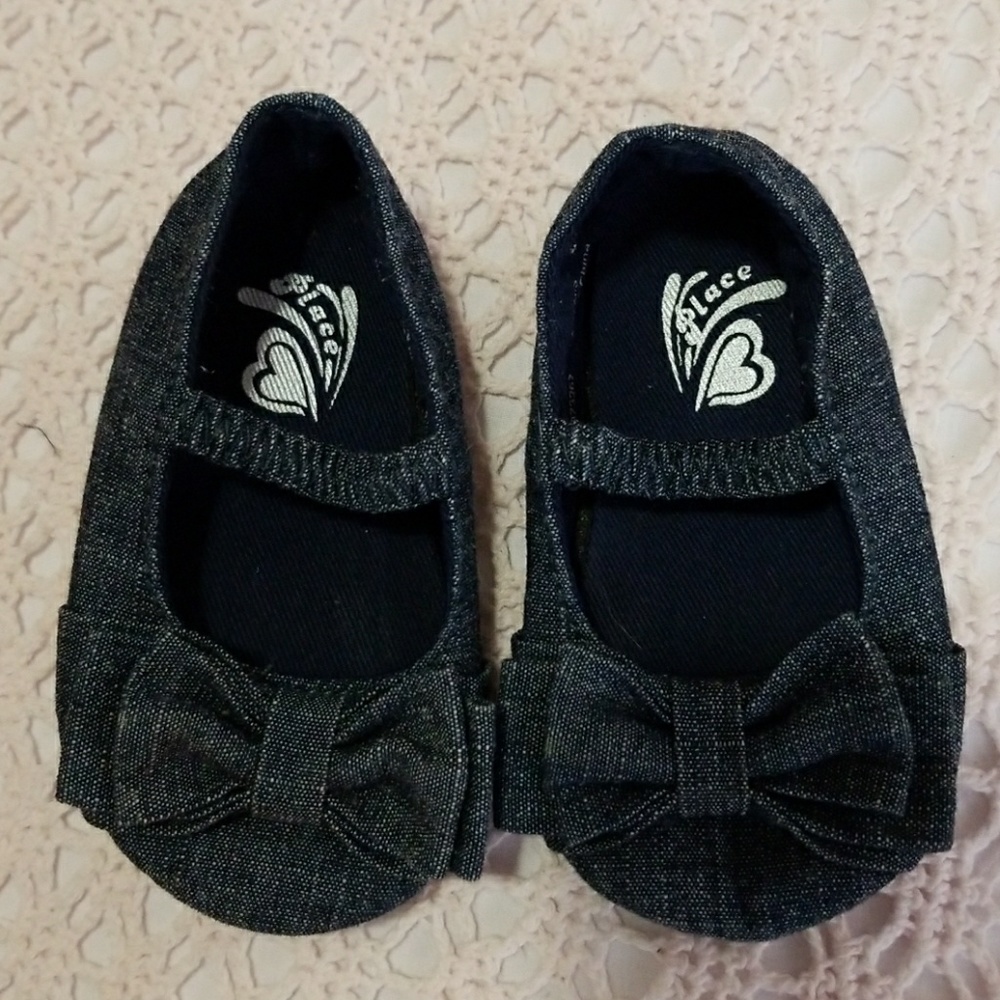 Dark blue denim baby girls flats size 6-12 months